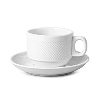 A La Carte 'Diamond' Porcelain Cup & Saucer (White)