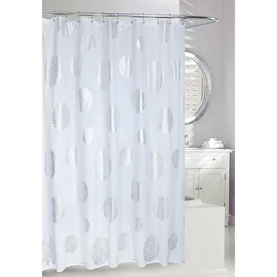 Moda At Home Polyester Fabric 'Zinnia' Shower Curtain (Silver/White)