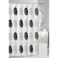 Moda At Home Peva 'Big Leaves' Shower Curtain 70x72" (Grey/Black)