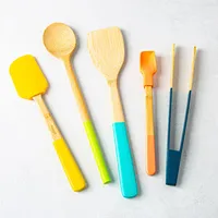 Pebbly Bamboo Turner with  Silicone Handle 12" (Asstd.)