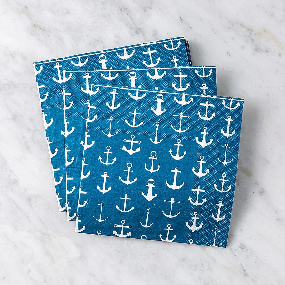 Harman 3-Ply 'Anchor' Paper Napkin - Set of 20 (Blue)