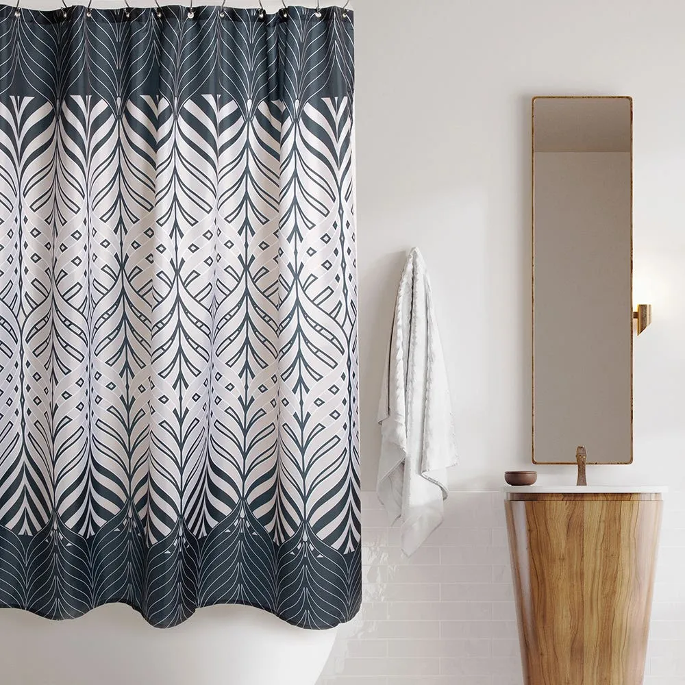 Harman Reinforced Grommet 'Peacock' Shower Curtain (Black)