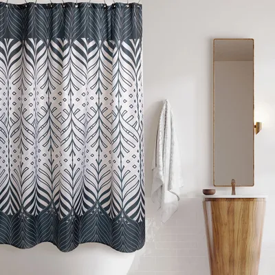 Harman Reinforced Grommet 'Peacock' Shower Curtain (Black)