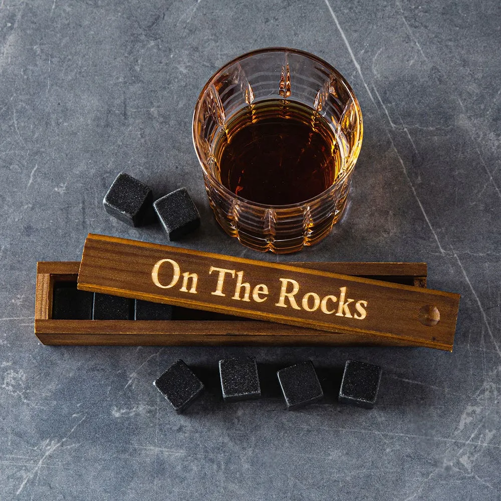 KSP On the Rocks 'Walnut' Marble Whisky Stones with  Box - S/9