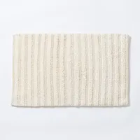 KSP Plush Stripe Cotton Reversible Bathmat 20x32" (Natural)