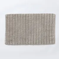 KSP Plush Stripe Cotton Reversible Bathmat 20x32" (Light Grey)