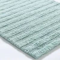 KSP Plush Stripe Cotton Reversible Bathmat 20x32" (Aqua)