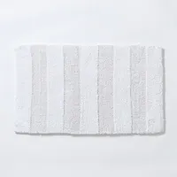 KSP Plush Thick Stripe Cotton Reversible Bathmat 20x32