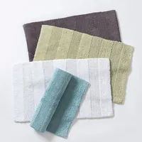 KSP Plush Thick Stripe Cotton Reversible Bathmat 20x32