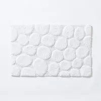 KSP Plush Pebble Anti-Skid Cotton Bathmat 20x32" (White)