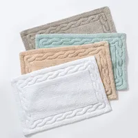 KSP Plush Scroll Anti-Skid Cotton Bathmat 20x32" (White)
