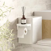 Umbra Flex Adhesive Toilet Paper Holder with Shelf (White)