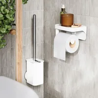 Umbra Flex Adhesive Toilet Paper Holder with Shelf (White)