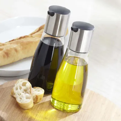 KSP Ascent Glass Oil & Vinegar - Set of 2 (Stainless Steel - Clear)