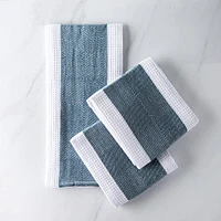 Harman Premium Quality 'Blocks' Kitchen Towel - Set/3 (Light Blue)