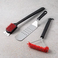 Better BBQ Grill Nylon Brush with Scraper 19" (Black/Red)