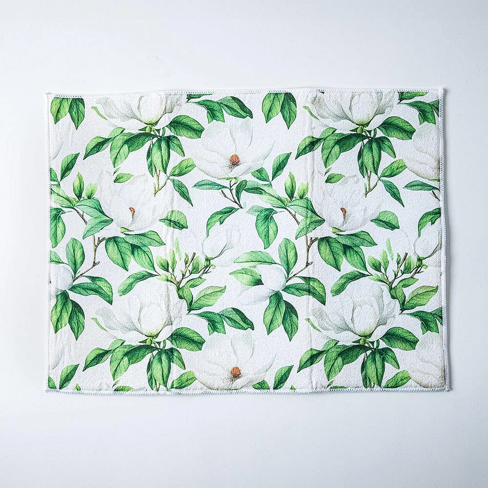 Harman Printed 'White Blossom' Microfibre Dish Drying Mat 15x20"