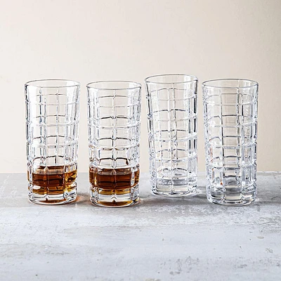 Godinger Radius Crystal-Cut Hi-Ball Glass - Set of 4 (13oz.)