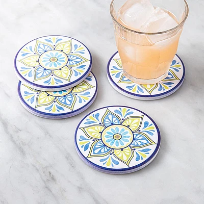 KSP Ceramica 'Madrid' Printed Ceramic Coaster - Set/4 (Multi Colour)