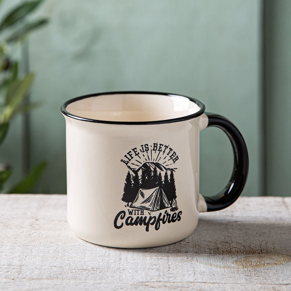 KSP Camper 'Campfires' Ceramic Mug 500ml (Off White)