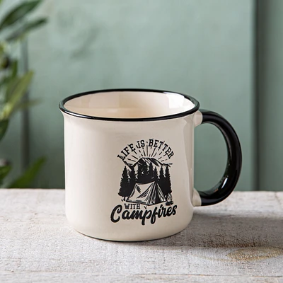 KSP Camper 'Campfires' Ceramic Mug 500ml (Off White)