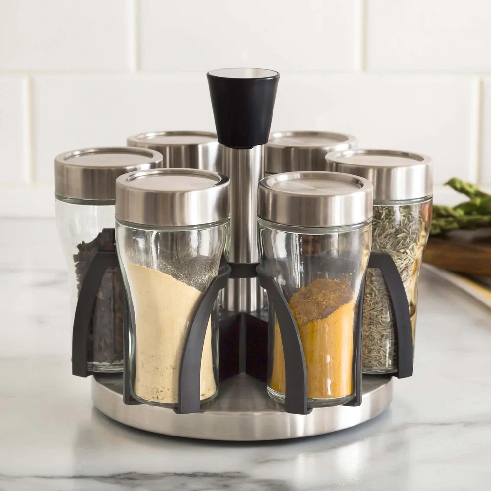 KSP Dash '6-Bottle' Revolving Spice Rack (St/St - Clear)
