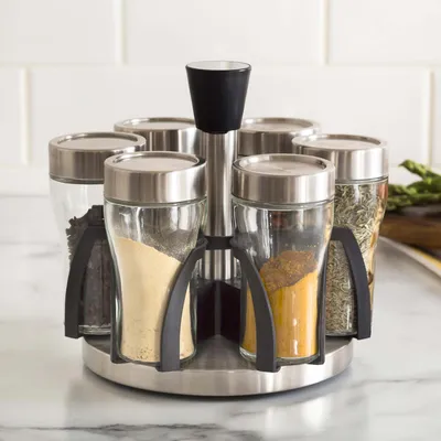 KSP Dash '6-Bottle' Revolving Spice Rack (St/St - Clear)