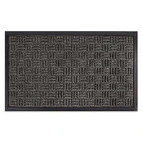 KSP Tufted 'Square Hatch' Rubber Backed Doormat (Black)