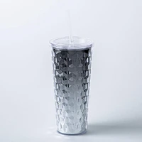 KSP Ombre Double Wall Tumbler with Straw (Black-Silver)