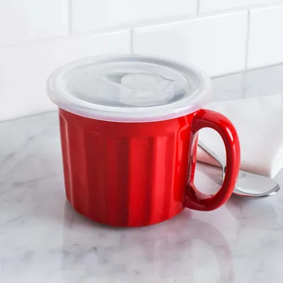 KSP Solid Porcelain Soup Mug with Lid