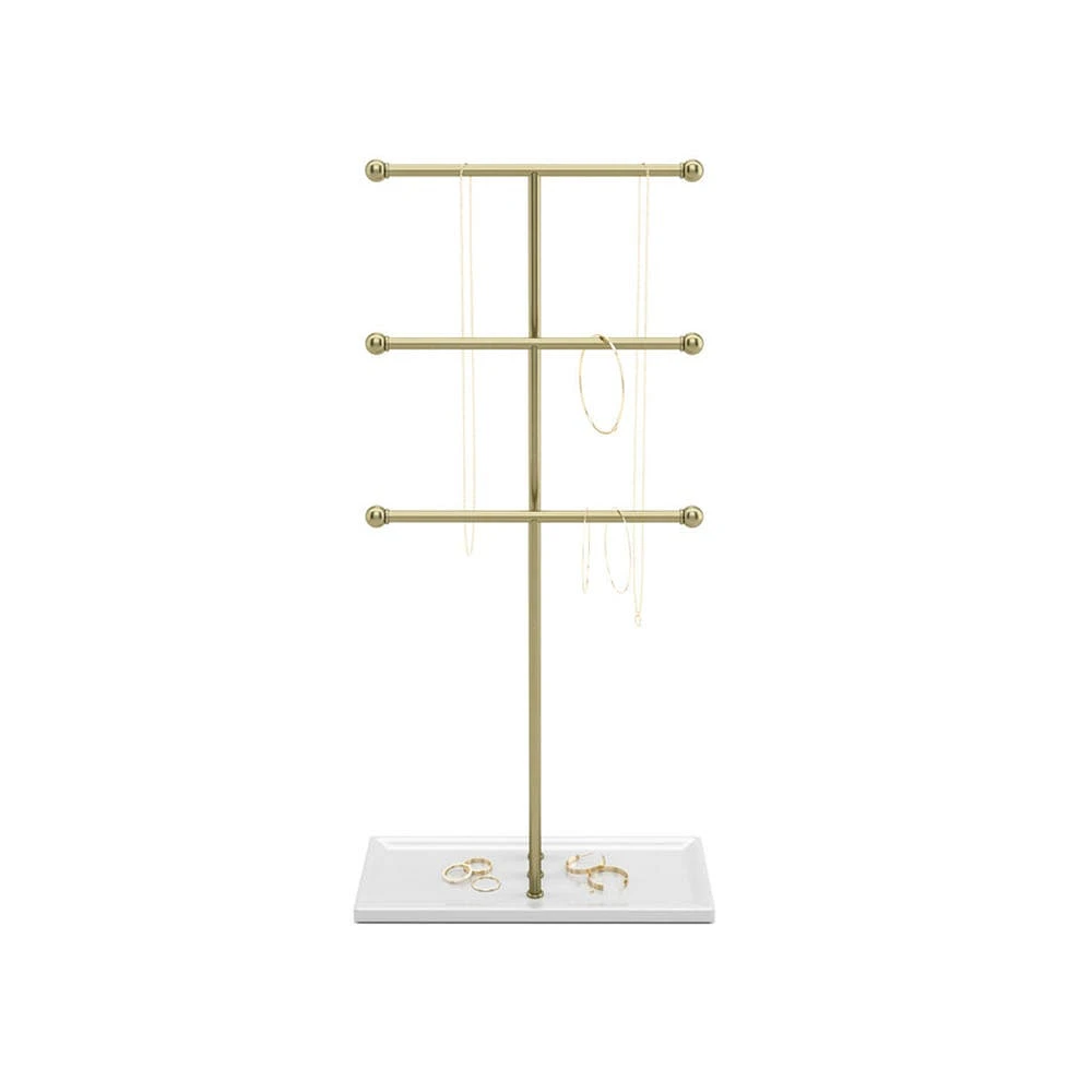 Umbra Trigem 3-Tier Jewellery Stand 23 x 10 x 48.5cm (White/Brass)