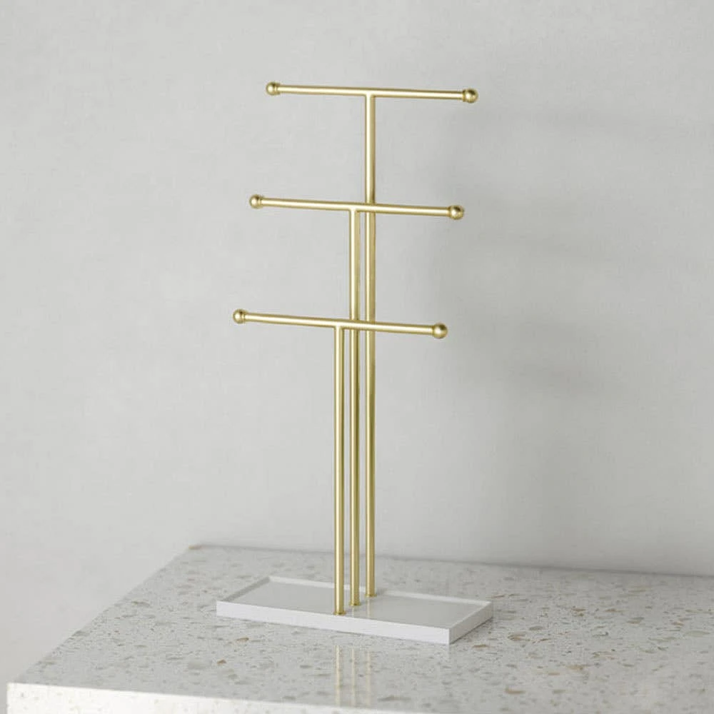 Umbra Trigem 3-Tier Jewellery Stand 23 x 10 x 48.5cm (White/Brass)