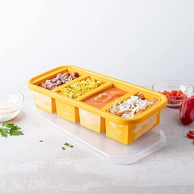 KSP Freezicube Silicone Food and Soup Tray 1 Cup 4 Cavity (Orange)
