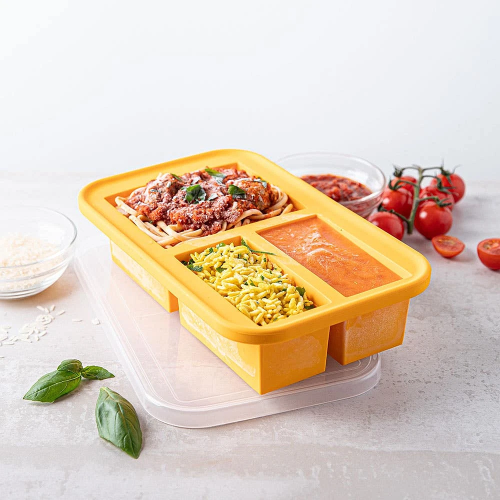 KSP Freezicube Silicone Food and Soup Tray 1+2 Cup 3 Cavity (Orange)