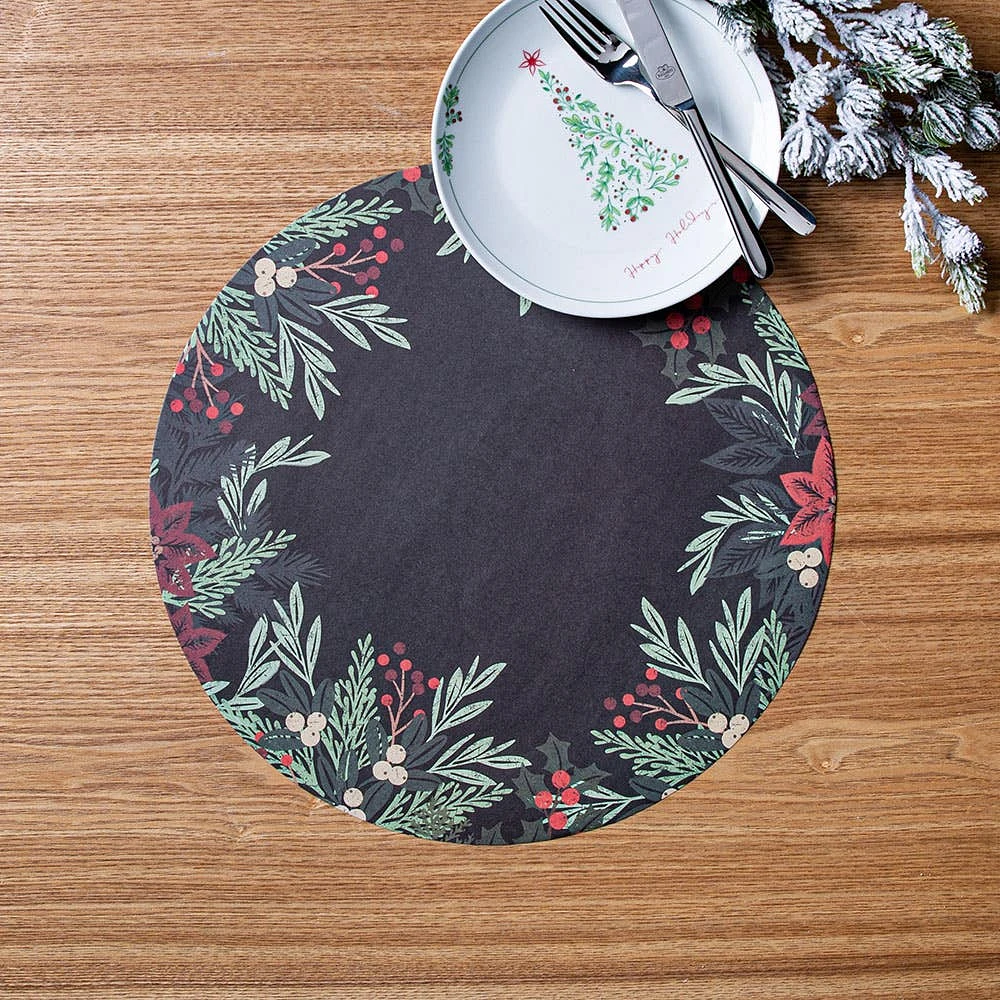 Primatives By Kathy Christmas Paper 'Greenery' Placemat - Set of 24
