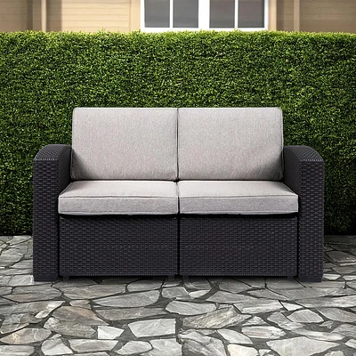 KSP Miami '2-Seat' Couch with Cushions (Brown/Grey)