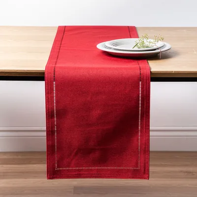 Harman Hemstitch Polyester Runner (Red)