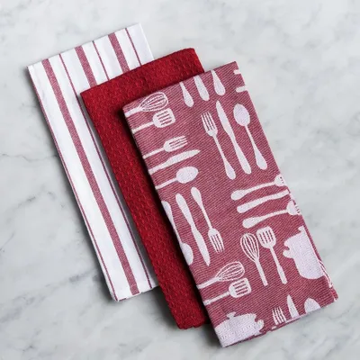 Harman Combo 'Utensil' Cotton Kitchen Towel - Set of 3 (Chili Pepper)