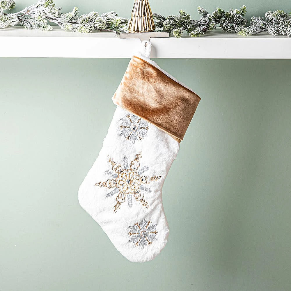 KSP Christmas 'Snowflakes' Faux Fur Stocking
