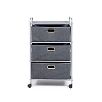 KSP Rollstor '3-Drawer' Fabric Storage Cart (Dark Grey) 55x35.5x89 cm