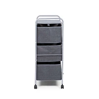 KSP Rollstor '3-Drawer' Fabric Storage Cart (Dark Grey) 55x35.5x89 cm