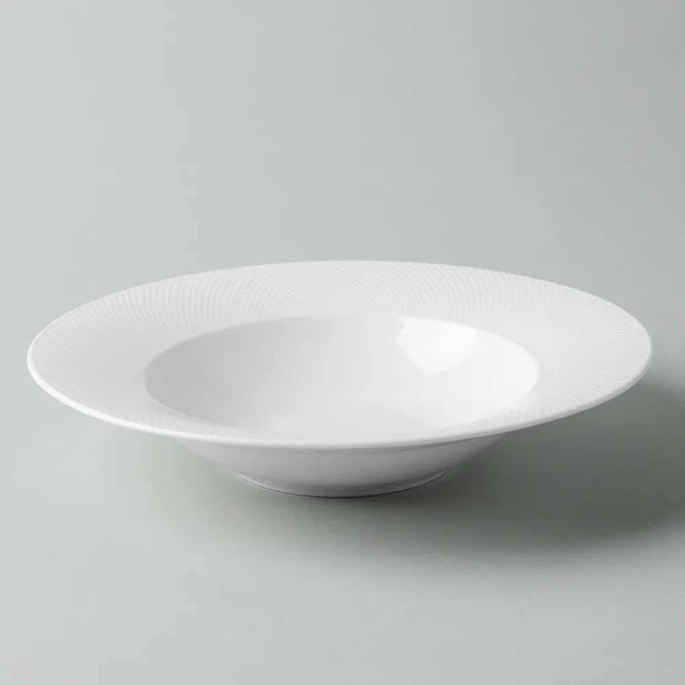 A La Carte 'Diamond' Porcelain Soup- Pasta Plate (White)