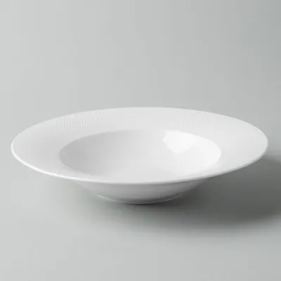 A La Carte 'Diamond' Porcelain Soup- Pasta Plate (White)