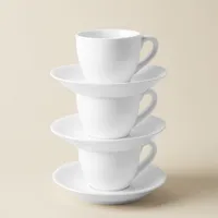 A La Carte 'Oxford' Porcelain Espresso Cup with Saucer 90ml (White)