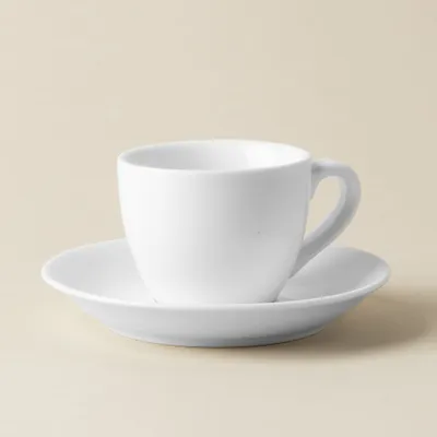 A La Carte 'Oxford' Porcelain Espresso Cup with Saucer 90ml (White)
