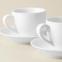 A La Carte 'Oxford' Porcelain Espresso Cup with Saucer 90ml (White)