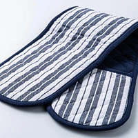KSP Classic Stripe 100% Cotton Double Oven Mitt (Navy)