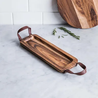 James F Rustique Small Acacia Wood Serving Tray (Natural)