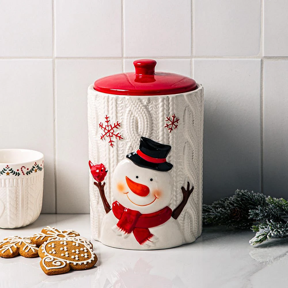 KSP Christmas Knit 'Snowman' Cookie Jar