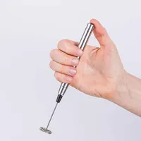 KSP Stylo Battery Milk Frother with Stand (Stainless Steel)